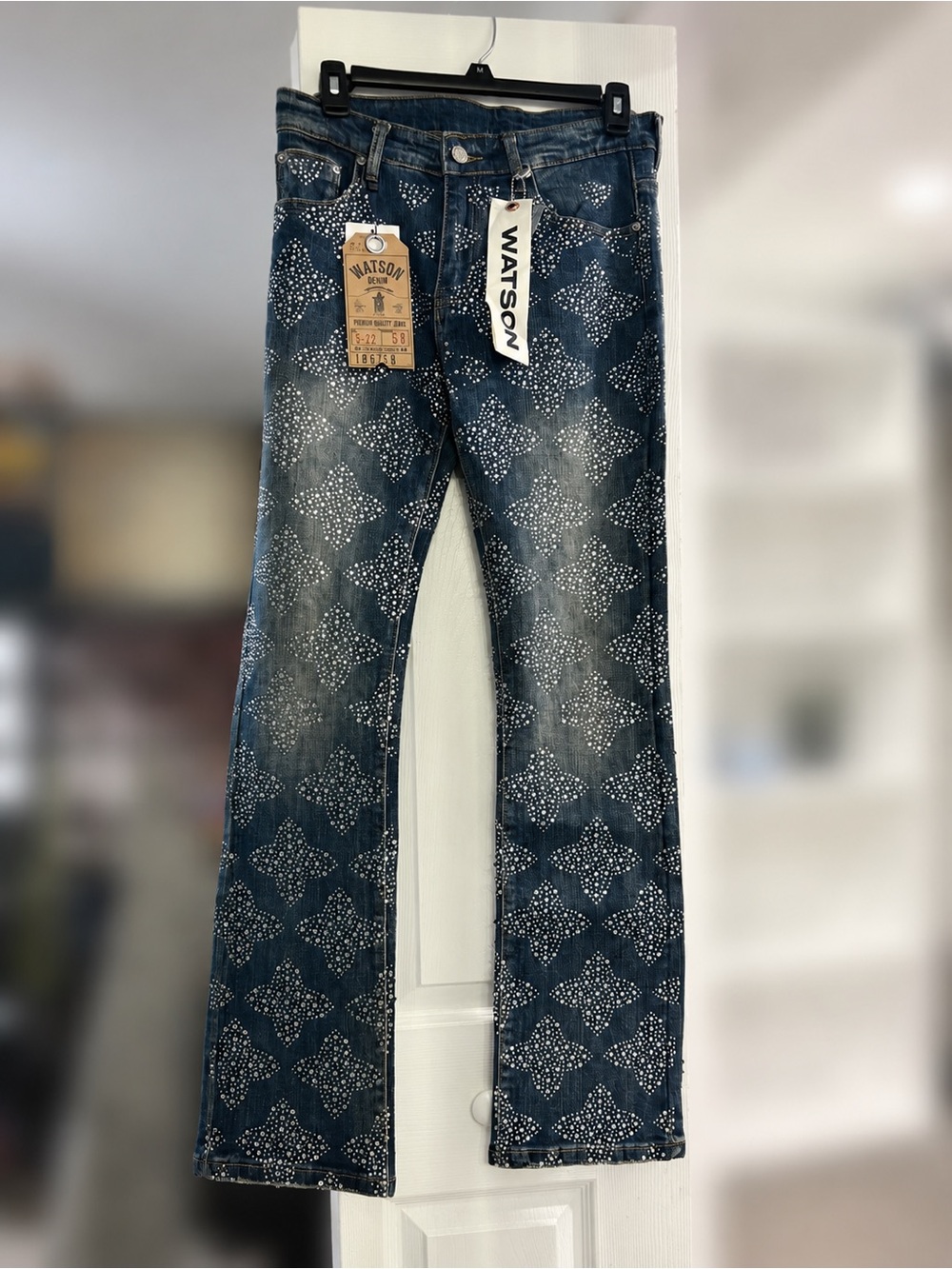 Dark Blue Jewel Patterned Jeans